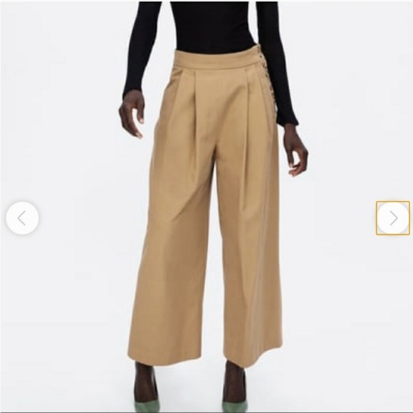 Zara Pants - Zara pleated wide leg cropped pant with buttons size large